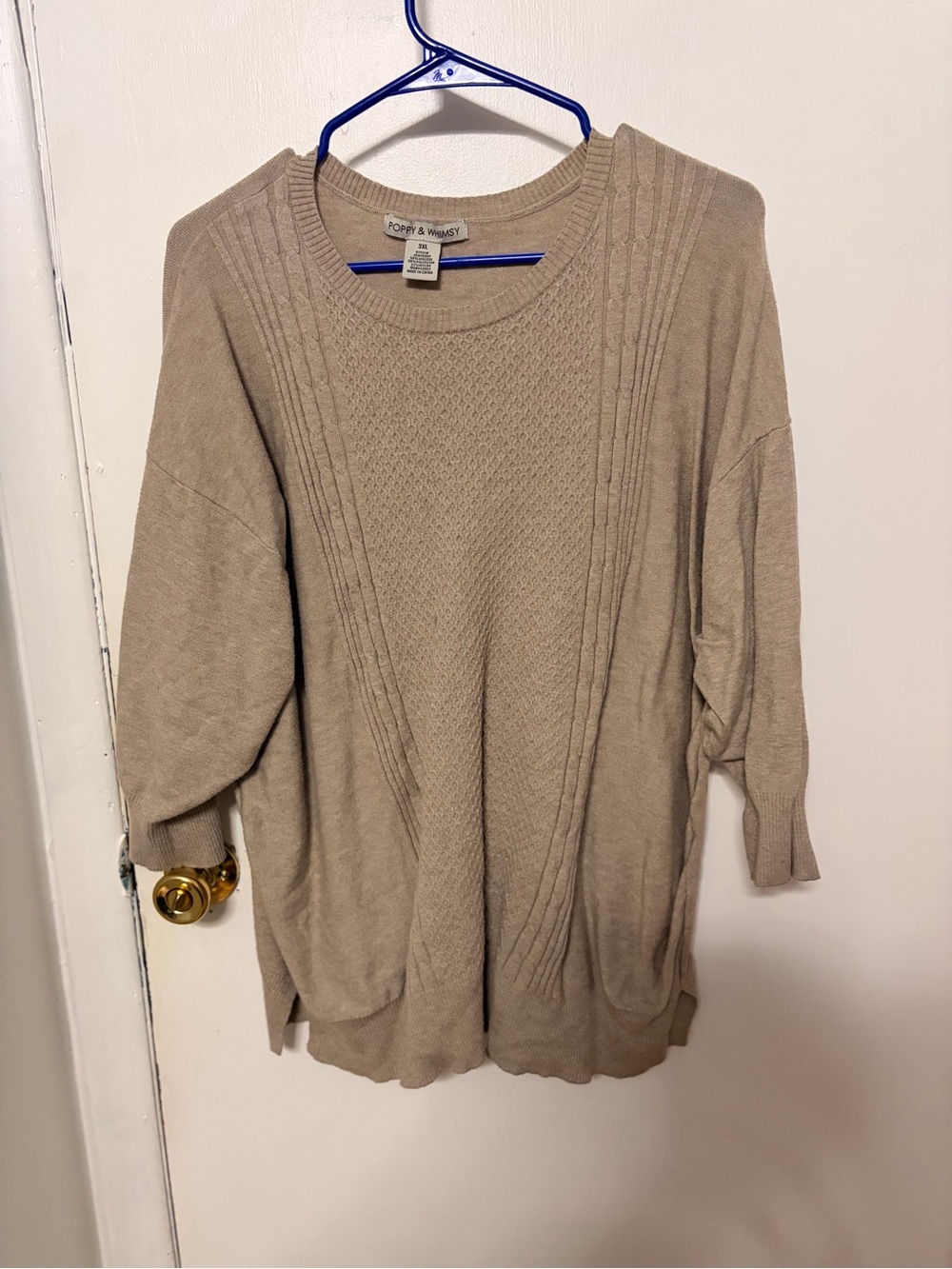 Cozy Taupe Crewneck Pullover Sweater by